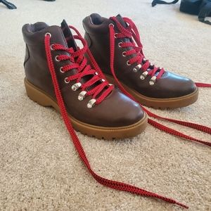 Hiking Style Boots with Red Laces